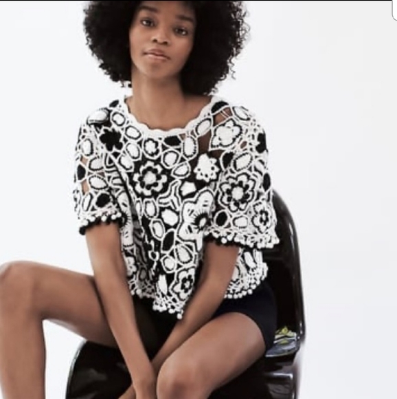 ZARA Crocheted Pompom Sweater Sz M - Picture 4 of 6